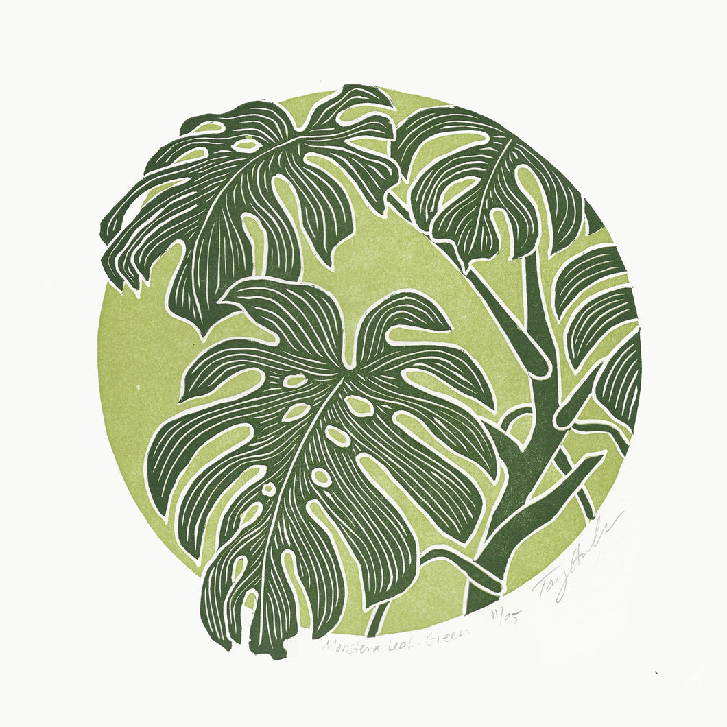 Monstera Leaf - Green Block Print