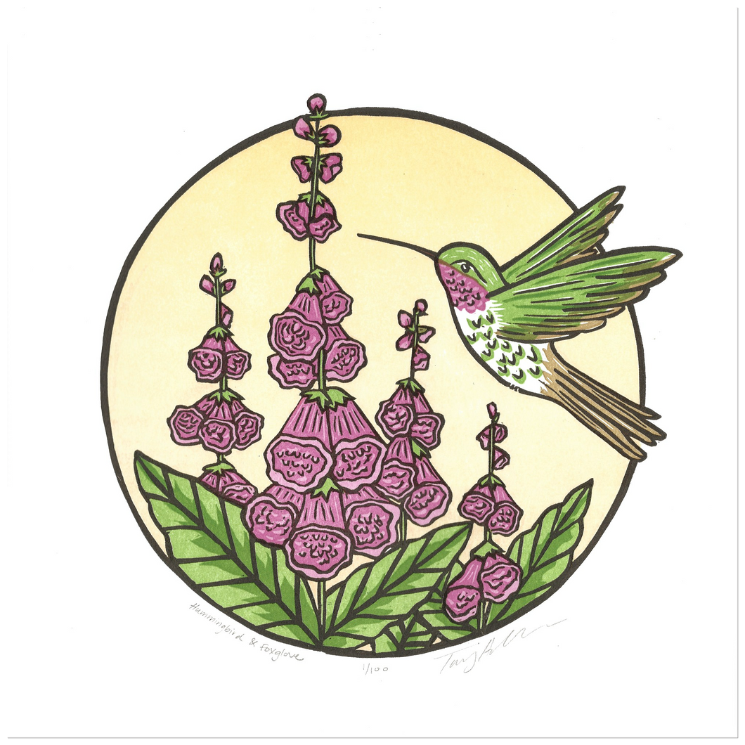 Hummingbird & Foxglove