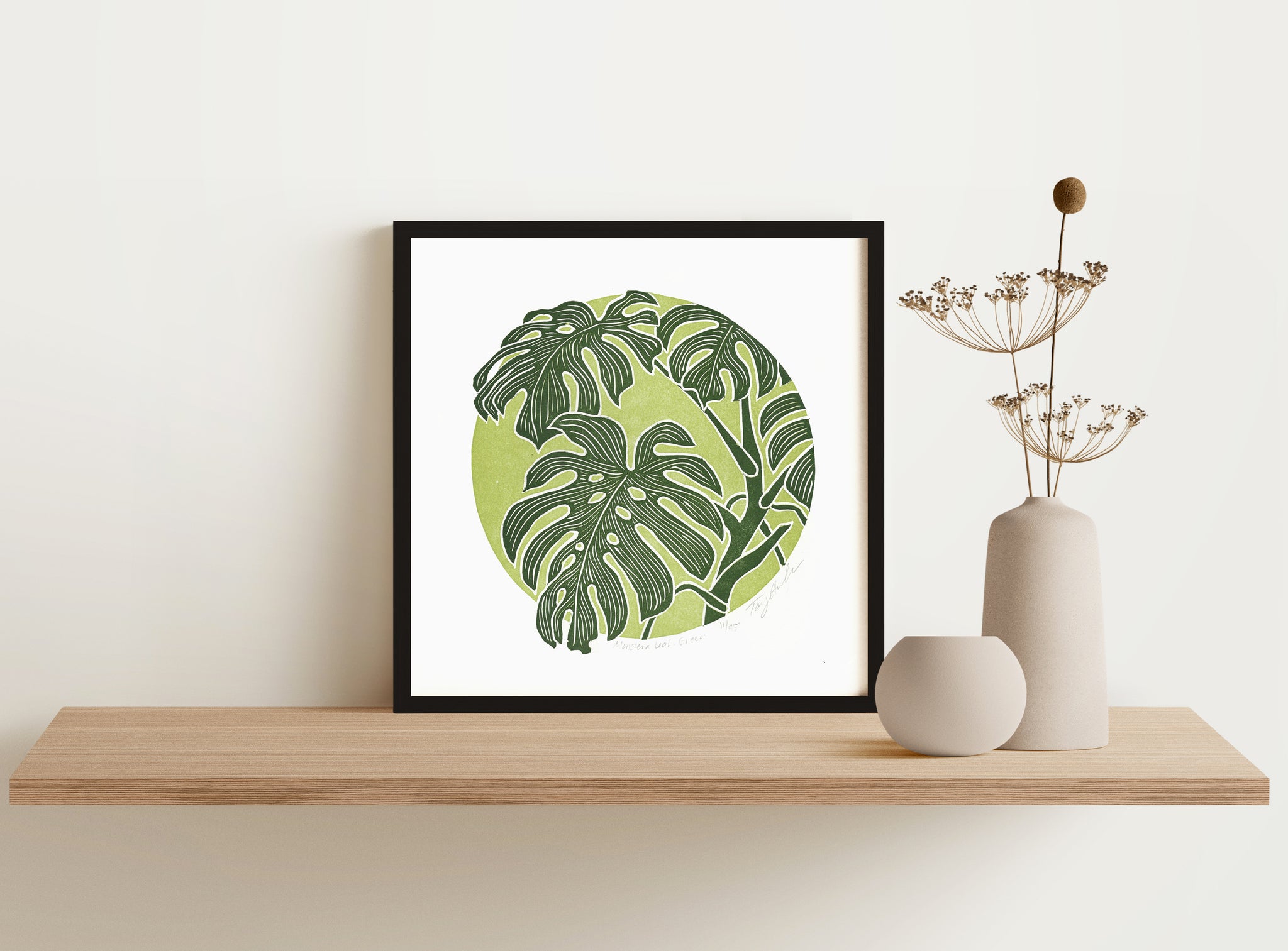 Monstera Leaf - Green Block Print