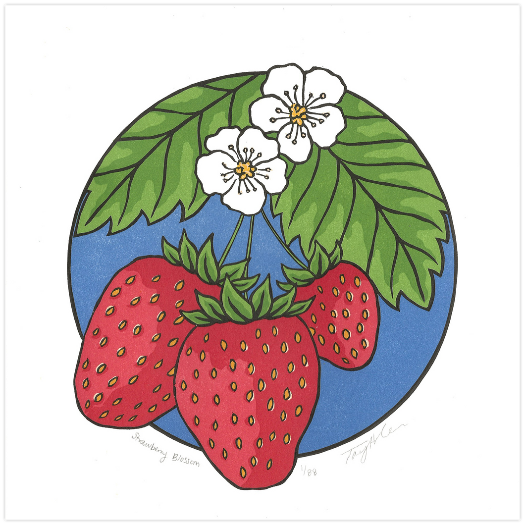 Strawberry Blossom Block Print