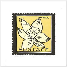 Load image into Gallery viewer, Daffodil Postage Block Print
