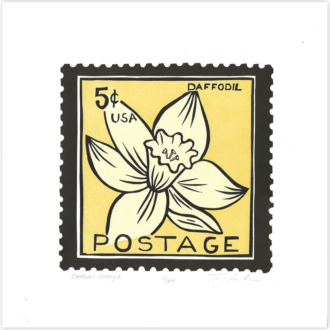 Daffodil Postage Block Print